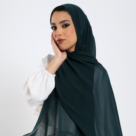 شيله سادة الوان بخامة دجى الليل عرض 28 باللون الأخضر