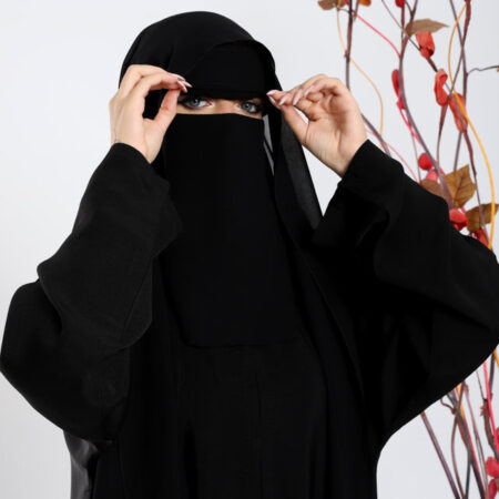 Black Abu Rada niqab made from duga leil fabric by El Shal Abayat Store