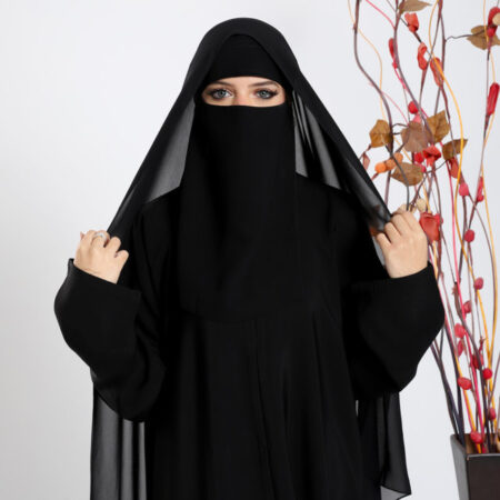نقاب إسلامي مطاط بقماش دجي الليل من متجر الشال للعبايات
