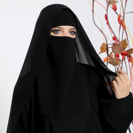 نقاب إسلامي مطاط بقماش دجي الليل من متجر الشال للعبايات